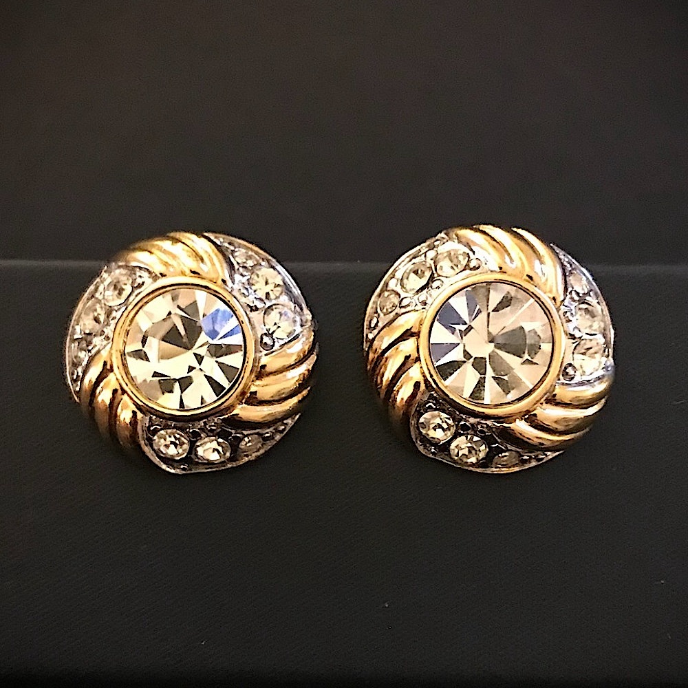 TRIFARI Gold-tone & Crystal 90's Earrings
